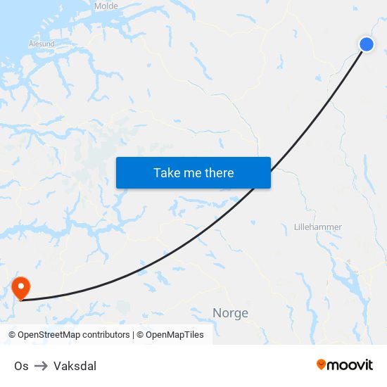 Os to Vaksdal map