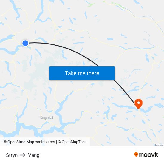 Stryn to Vang map