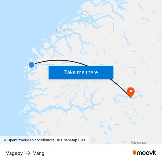 Vågsøy to Vang map