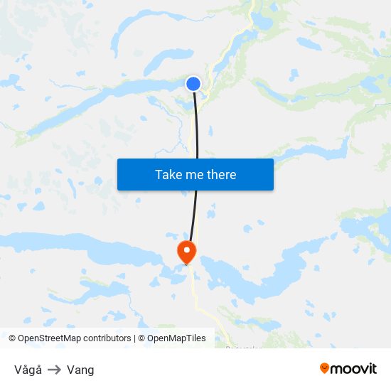 Vågå to Vang map