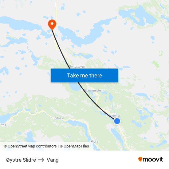 Øystre Slidre to Vang map