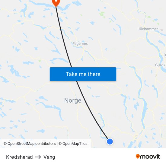 Krødsherad to Vang map