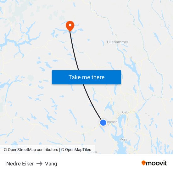 Nedre Eiker to Vang map