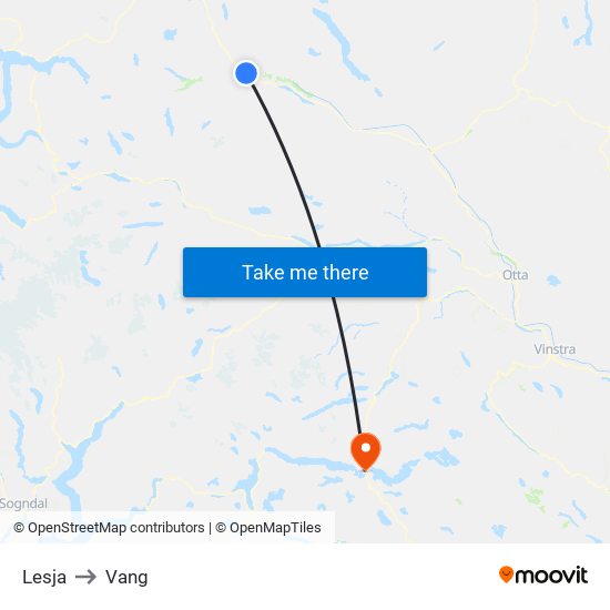 Lesja to Vang map