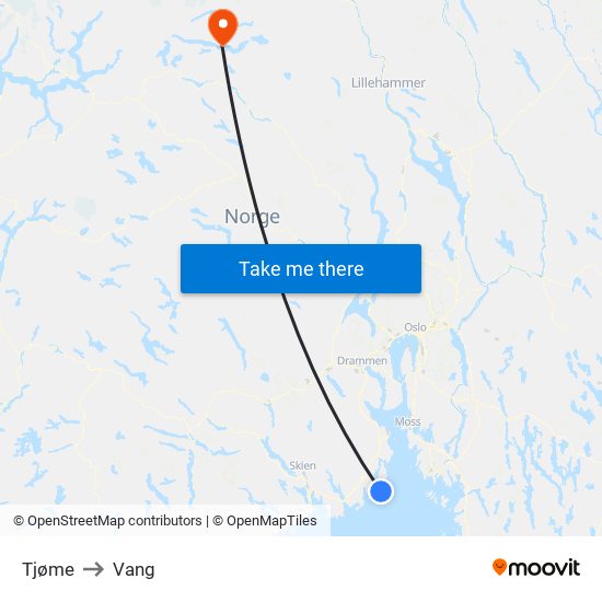 Tjøme to Vang map