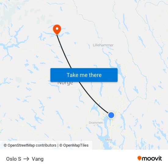 Oslo S to Vang map