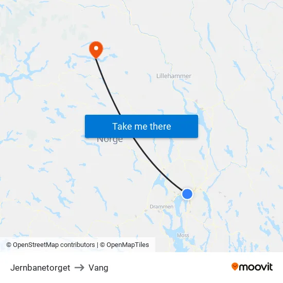 Jernbanetorget to Vang map