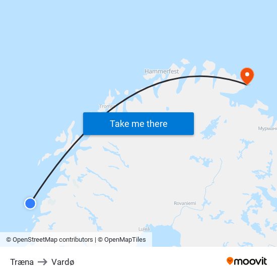 Træna to Vardø map