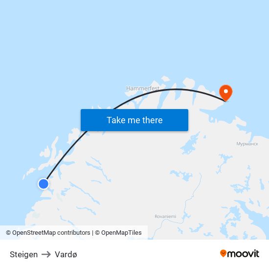 Steigen to Vardø map