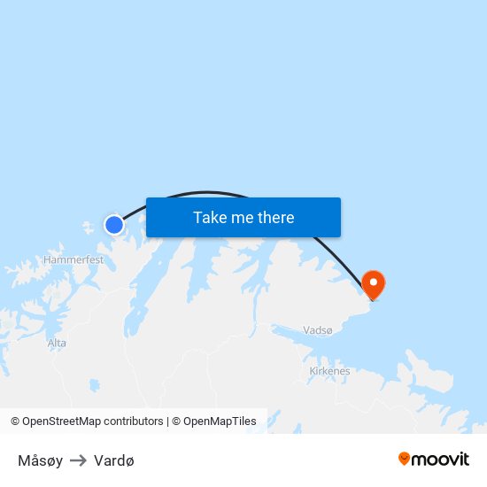 Måsøy to Vardø map