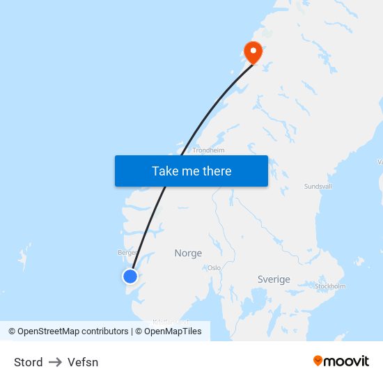 Stord to Vefsn map