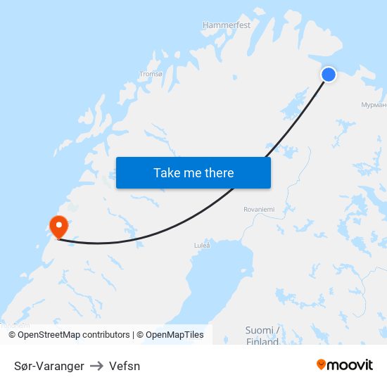 Sør-Varanger to Vefsn map