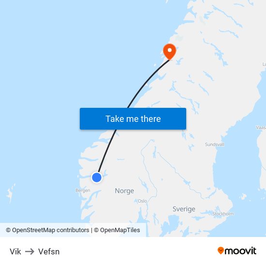 Vik to Vefsn map