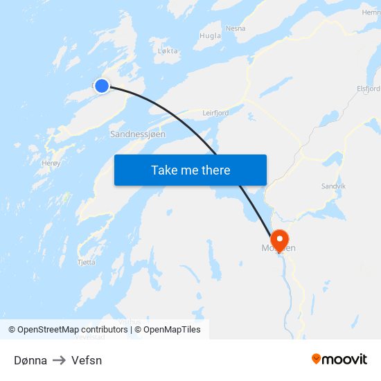 Dønna to Vefsn map