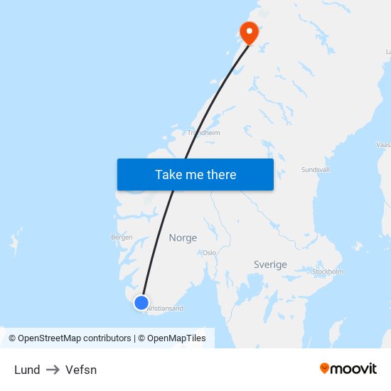 Lund to Vefsn map