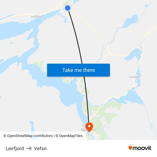 Leirfjord to Vefsn map