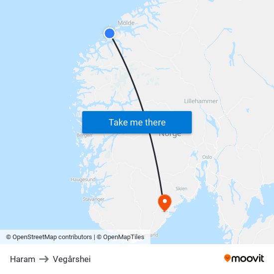 Haram to Vegårshei map