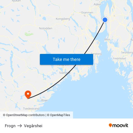 Frogn to Vegårshei map