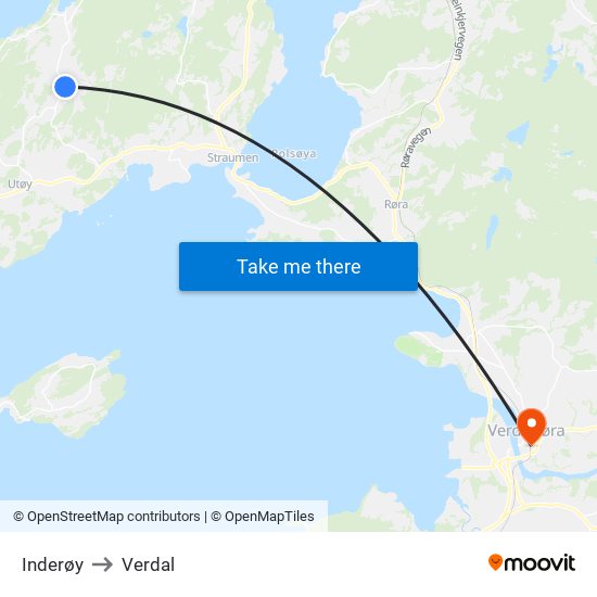Inderøy to Verdal map