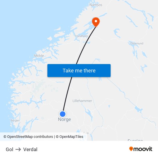 Gol to Verdal map