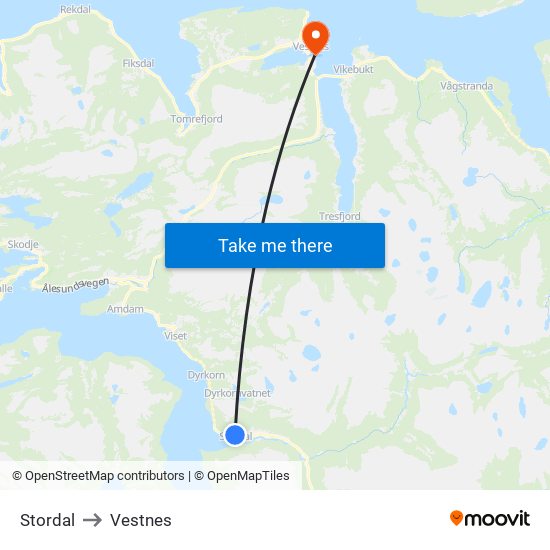 Stordal to Vestnes map