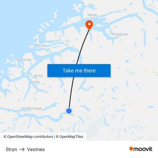 Stryn to Vestnes map