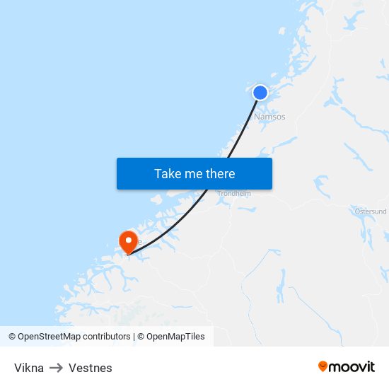 Vikna to Vestnes map