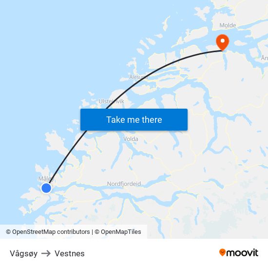 Vågsøy to Vestnes map