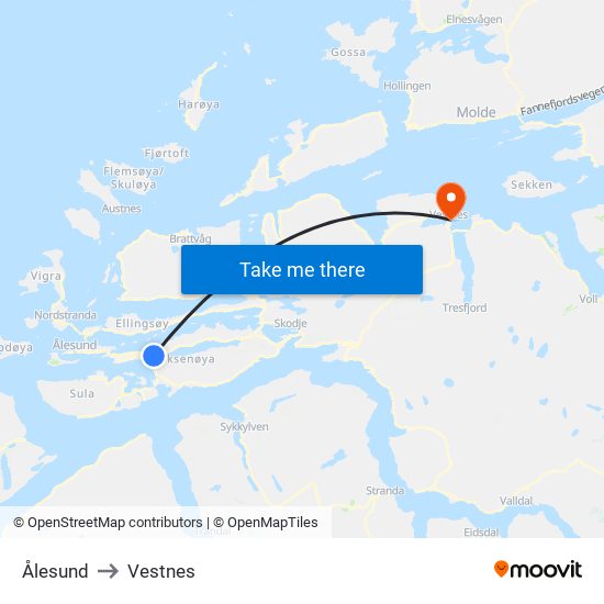 Ålesund to Vestnes map