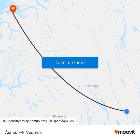 Åsnes to Vestnes map