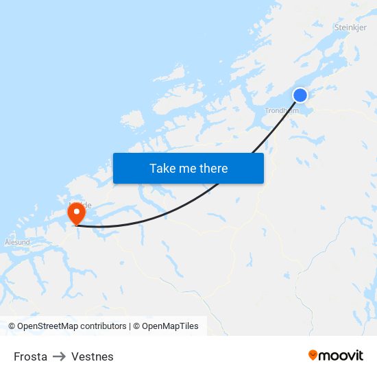 Frosta to Vestnes map