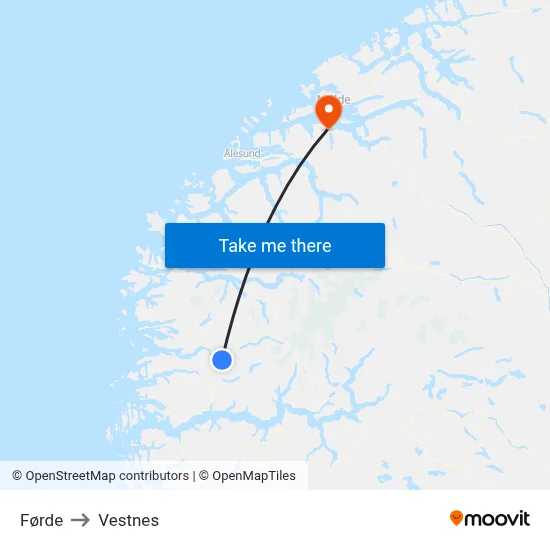 Førde to Vestnes map