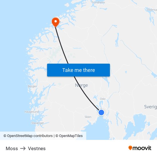 Moss to Vestnes map