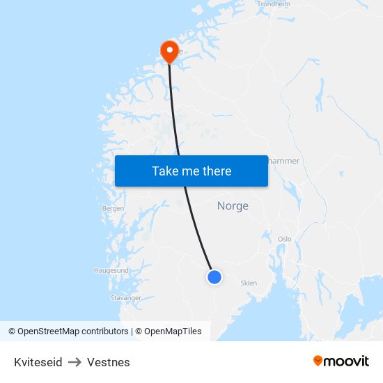 Kviteseid to Vestnes map