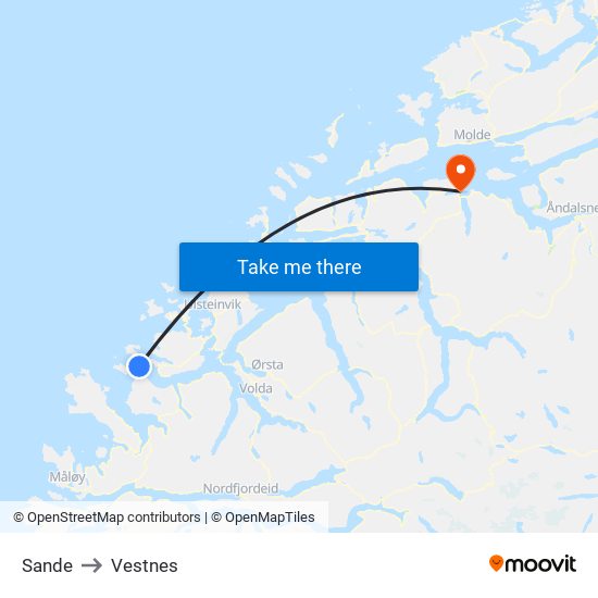 Sande to Vestnes map