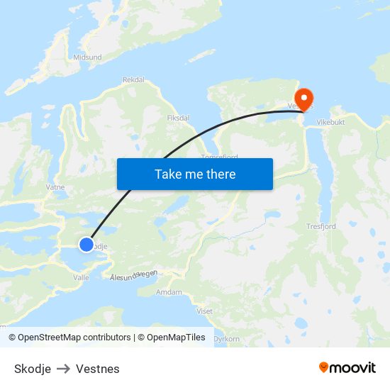 Skodje to Vestnes map