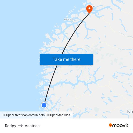 Radøy to Vestnes map