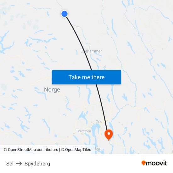 Sel to Spydeberg map