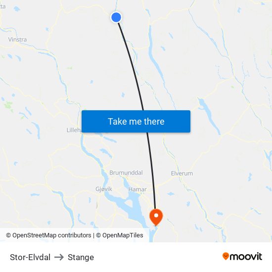 Stor-Elvdal to Stange map