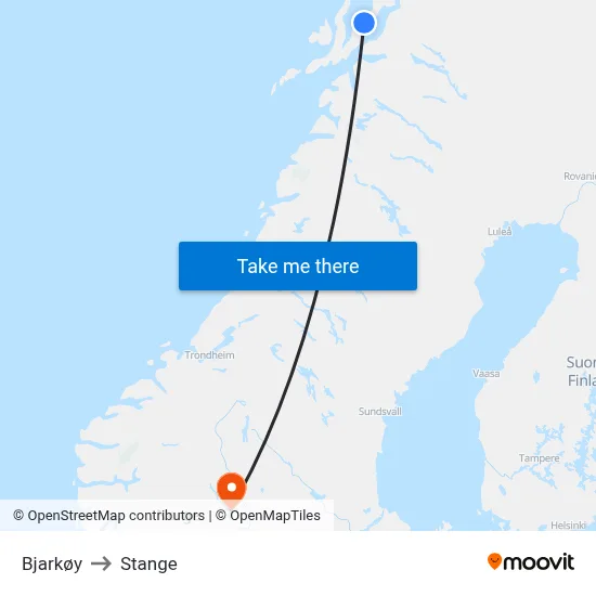 Bjarkøy to Stange map