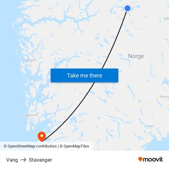 Vang to Stavanger map