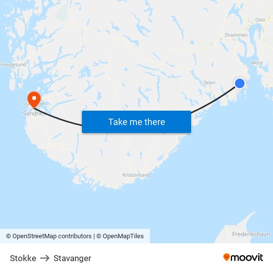 Stokke to Stavanger map