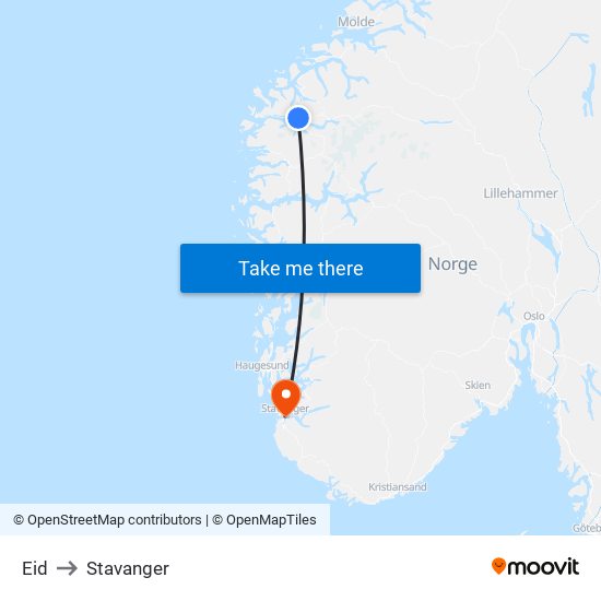 Eid to Stavanger map