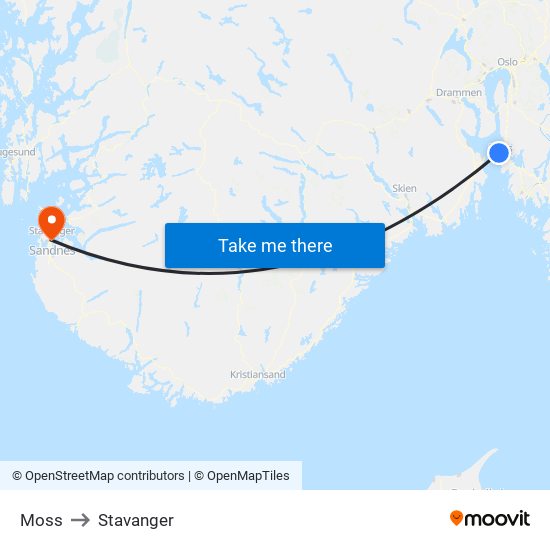 Moss to Stavanger map