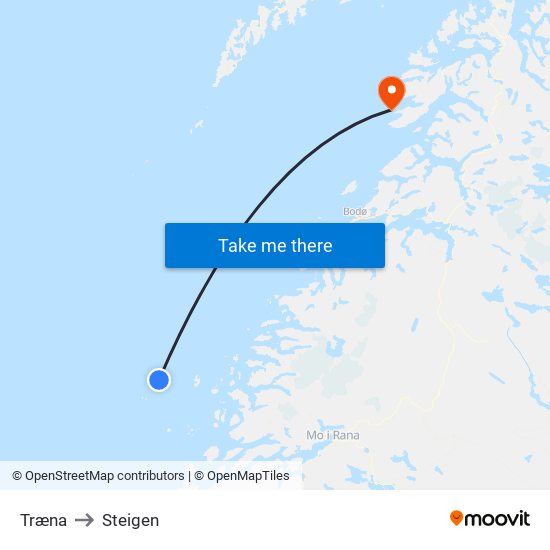 Træna to Steigen map