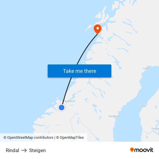 Rindal to Steigen map