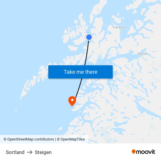 Sortland to Steigen map