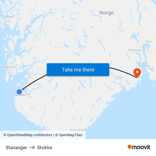 Stavanger to Stokke map