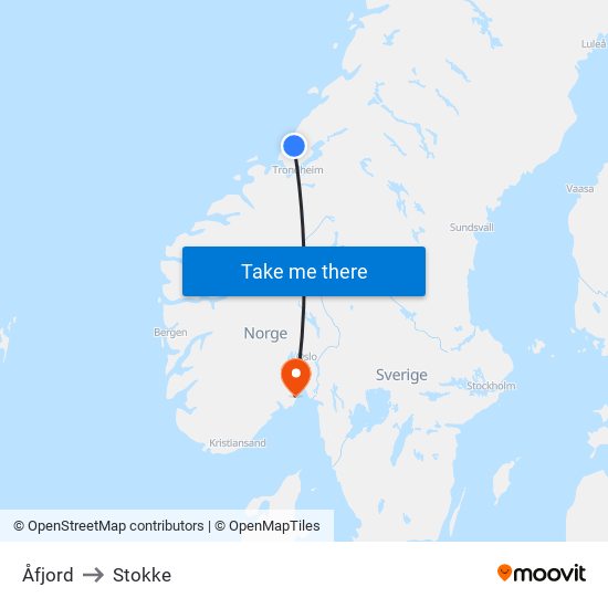 Åfjord to Stokke map