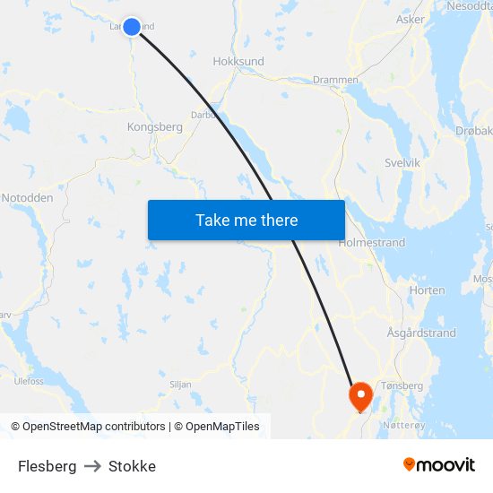 Flesberg to Stokke map